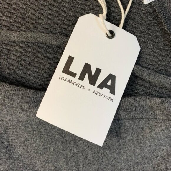 LNA Women's Strappy Sweater V-neck Long Sleeve Fuzzy Soft Charcoal Grey Size XS - Picture 11 of 13